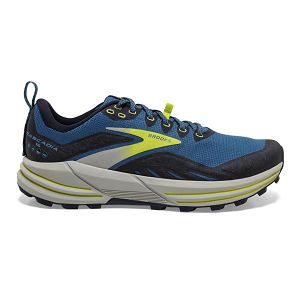 Brooks Cascadia 16 Trail Running Shoes - Mens, Blue/Black/Yellow | IE-SYI081365